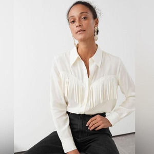 & Other Stories White Fringe Blouse